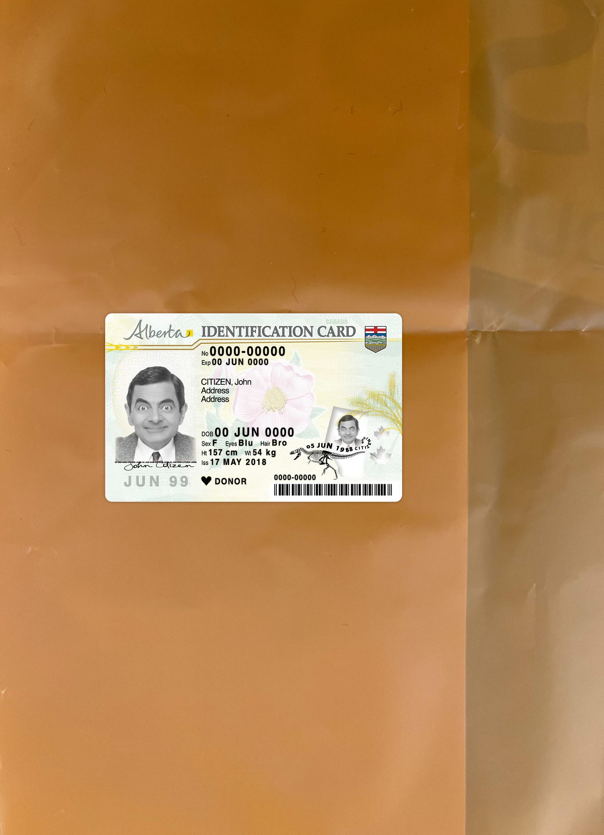 Canada Alberta ID card photolook front PSD template